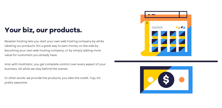 An image of a business card about HostGators reseller hosting features